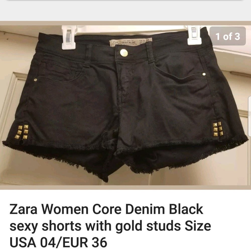 ZARA core denim black sexy shorts w/ gold studs